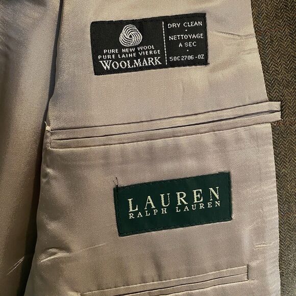 Ralph Lauren LRL Suit Jacket 46S Brown 100% Wool Blazer Sports Coat Herringbone - Picture 2 of 16